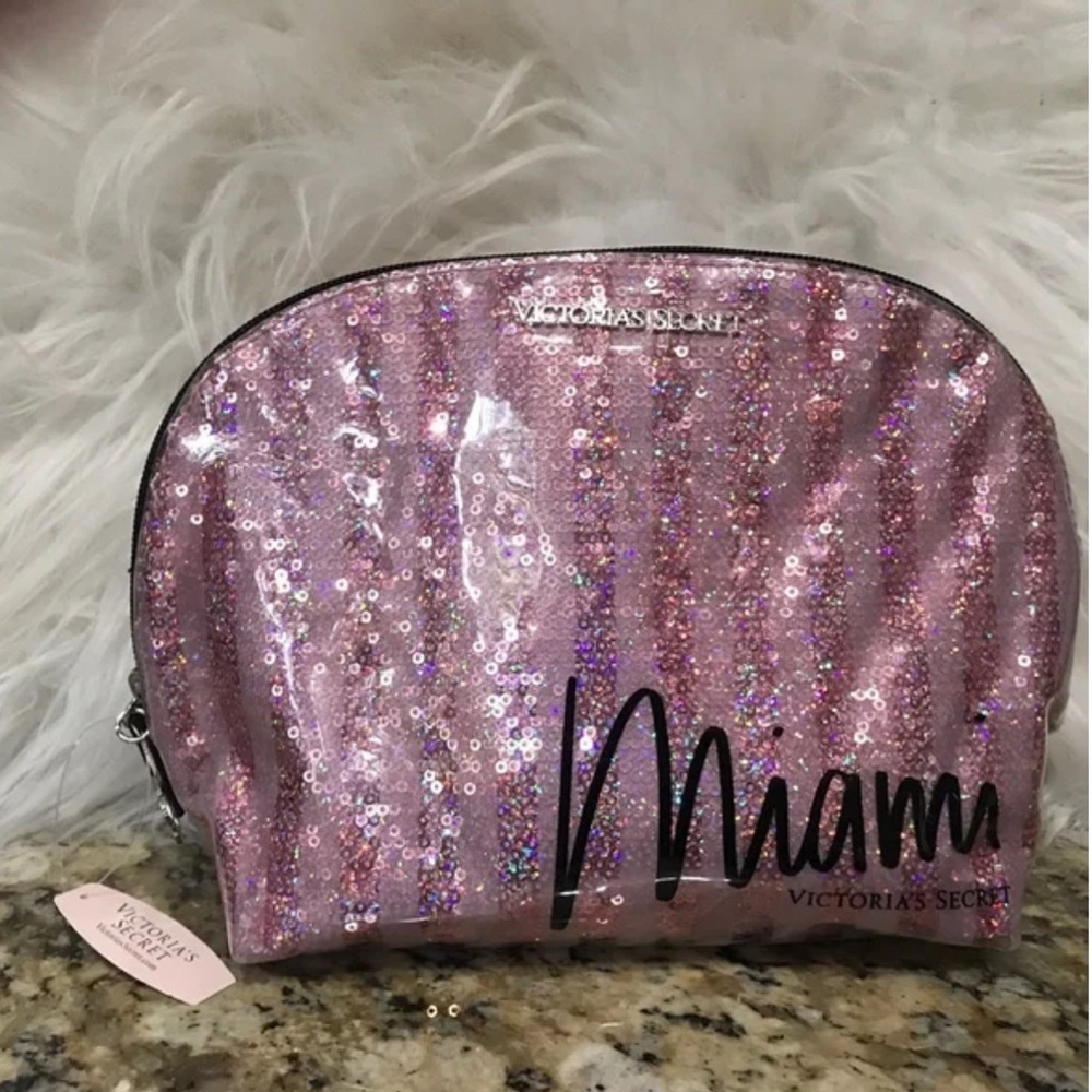 Victoria's Secret Pink Sequin Miami Cosmetic Bag